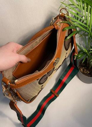 Женская сумка 2 в 1 туречки, сумка коричневая в стиле gucci гуччи4 фото