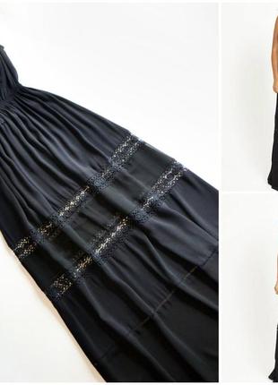 Роскошное черное длинное платье с перфорацией от rochelle humes3 фото