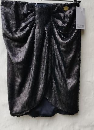 Красивая черная новая мини юбка в паетки milano 🖤