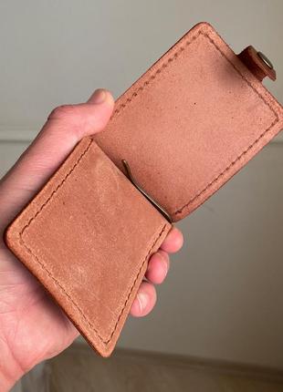 Коричневий затискач для грошей гаманець тримач купюр карток4 фото