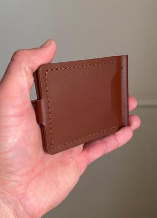Коричневий затискач для грошей гаманець тримач купюр карток2 фото