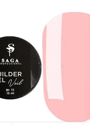 Гель для наращивания saga professional builder gel veil 11 (пастельно-розовый), 15 мл1 фото