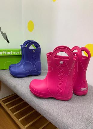 Дитячі гумові черевики рожеві crocs Rain оригінал