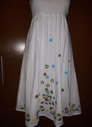 Белоснежный красивый сарафан с вышивкой индия р.44-462 фото