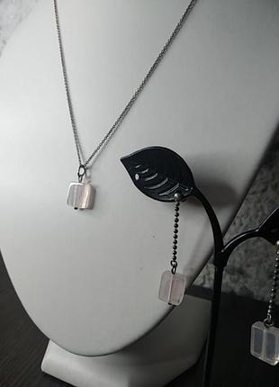 Bjorklund элитный серебряный набор колье и серьги розовый кварц