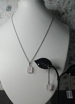 Bjorklund элитный серебряный набор колье и серьги розовый кварц