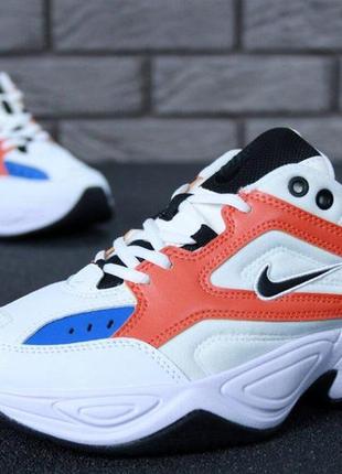 Яркие кроссовки nike m2k tekno white blue red (кроссовки найк м2к текно в белом-красном цвете)6 фото