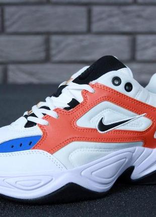 Яркие кроссовки nike m2k tekno white blue red (кроссовки найк м2к текно в белом-красном цвете)7 фото