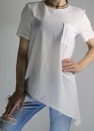Блузка футболка модная длинная туника с карманом свободная молодежная женская  летняя 2б67 фото