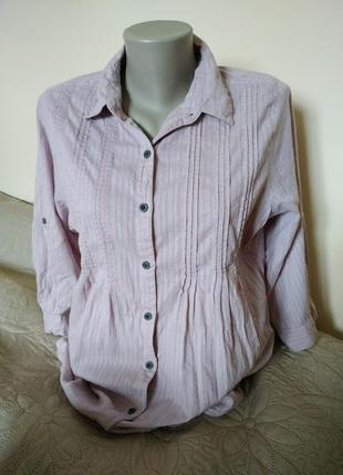 Нежно розовая рубашка блузка с вышивкой рукав 3/4 38-40 р