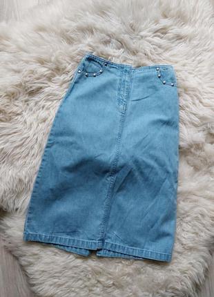 💙🌟💖 крутая длинная джинсовая юбочка с клепками1 фото
