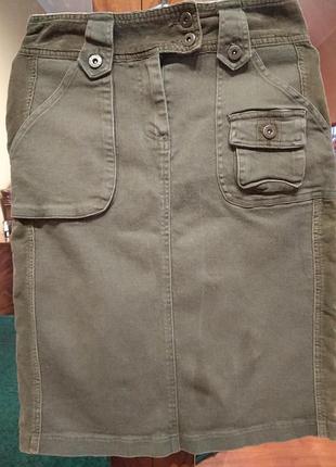 Котонова юбка кольру хакі