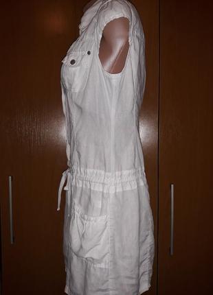 Белое стильное льняное платье от street one р.44-46 лён3 фото