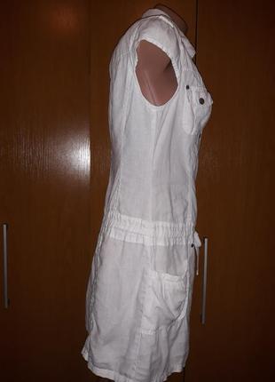 Белое стильное льняное платье от street one р.44-46 лён5 фото