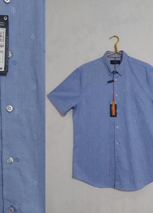Котоновая рубашка, шведка с коротким рукавом blue harbour  m&s
