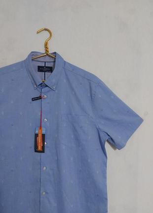 Котоновая рубашка, шведка с коротким рукавом blue harbour  m&s3 фото