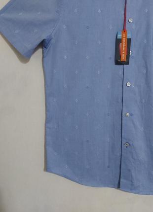 Котоновая рубашка, шведка с коротким рукавом blue harbour  m&s5 фото
