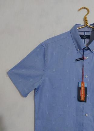 Котоновая рубашка, шведка с коротким рукавом blue harbour  m&s4 фото