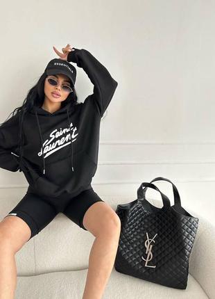 Объёмное чёрное худи в стиле ysl