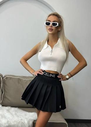 Гафрированная чёрная юбка в стиле celine