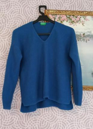 Синий шерстяной  джемпер пуловер2 фото