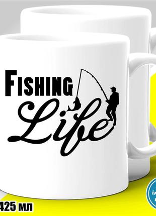 Кружка с принтом рыбалка "fishing life"