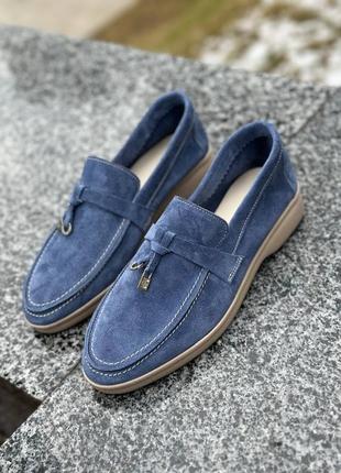 Лоферы замшевые джинс loro piana люкс качество. очень мягкие и удобные