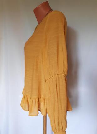 Блуза горчичная в стиле бохо george( размер 12)3 фото