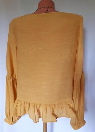 Блуза горчичная в стиле бохо george( размер 12)4 фото