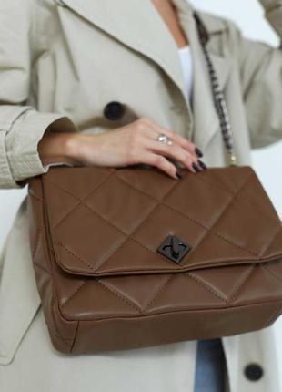 Женская сумка «поли» коричневая1 фото