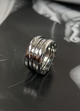 Серебряное и золотое кольцо пружинка  широкое массивное в стиле булгари bvlgari 16 размер4 фото