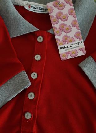 Красивое,эффектное,качественное трендовое,спортивное прогулочное платье-поло pink daisy8 фото