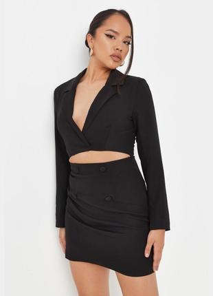 Missguided черное платье пиджак с вырезом новое мини жакет платье