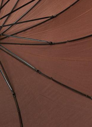 Коричневый однотонный зонт с буквами на 16 спиц6 фото