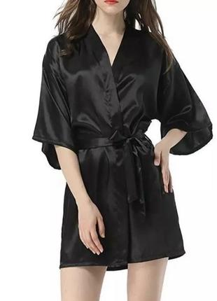 Халат кимоно, черный халат, домашний халат5 фото