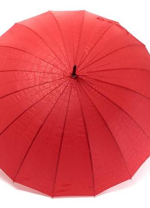 Красный однотонный зонт с буквами на 16 спиц5 фото