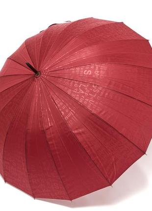 Бордовый однотонный зонт с буквами на 16 спиц
