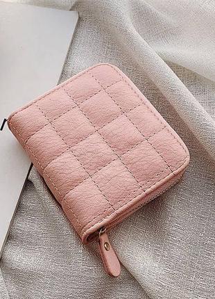Маленький жіночий гаманець стьобаний, міні портмоне на блискавці2 фото