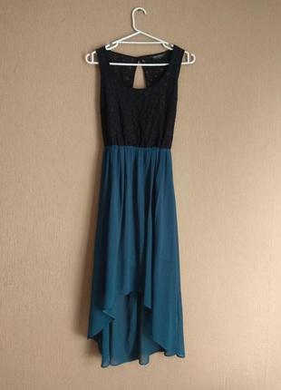 Платье бирюзовое с открытой спиной