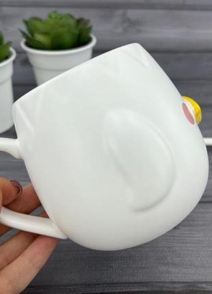 Керамічна чашка з кришкою та ложкою ducky face біла4 фото