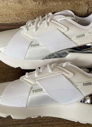 1, белые кроссовки кожаные на  платформе puma roma amor leather white silver оригинал размер us 7 - 23,5 см4 фото