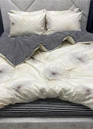Євро комплект постільної білизни кульбаба одувани смужка абстракція полоска бязь голд люкс віталіна