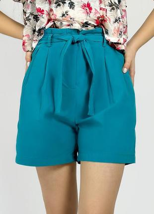 Шорты с защипами zara 2684/169/402 бирюзовые xs