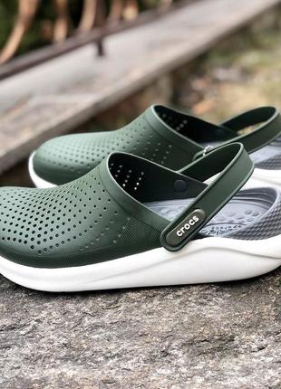 Кроксы сабо crocs literide army/green мужские