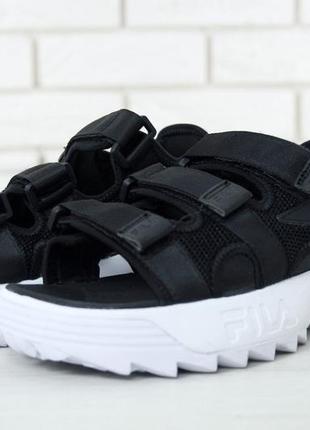 Fila disruptor sandals black\white, сандали фила