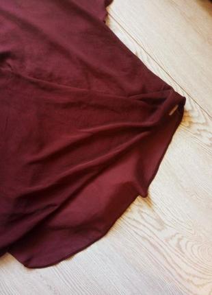 Бордовая блуза на запах с открытыми плечами марсала батал большой размер шифон вырез3 фото