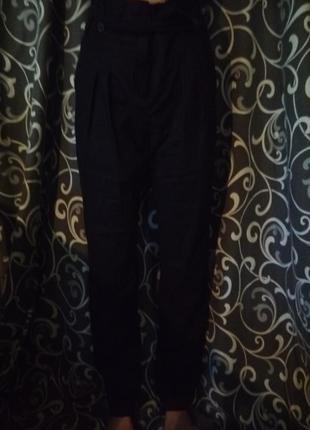 Чиносы высокая посадка на завязку с рюшей вверху