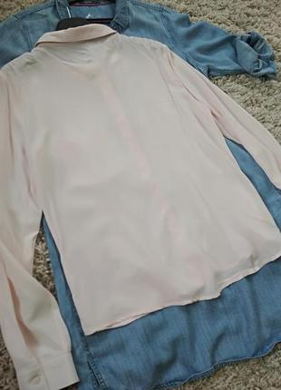 Нежная блуза рубашка в пудровом цвете, вискоза, р. 12-149 фото