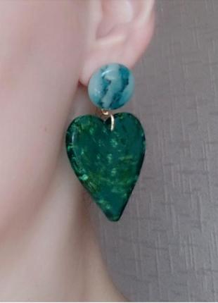 Серьги серьги сердца акриловые сердечко сердце 3