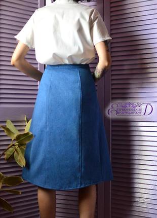 Стильная джинсовая юбка миди2 фото